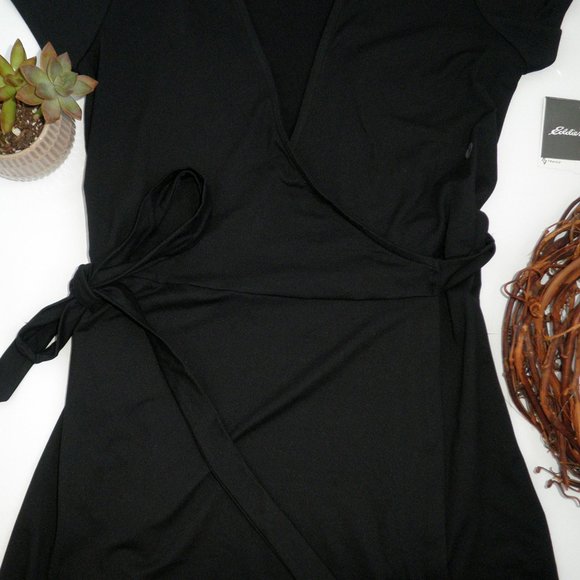 New Eddie Bauer Gorpcore ASTER Black WRAP Travel DRESS PS - Picture 5 of 7